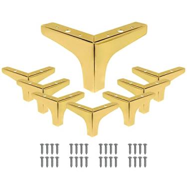 Imagem de Seimneire 8 peças de pernas de móveis de 10 cm, pernas de sofá de móveis de estilo moderno, pés triangulares dourados de luxo para mesa, armário, sofá, cadeira