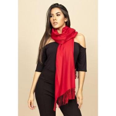 Imagem de Echarpe Lenço Feminino Tipo Cashmere Vermelho - Único-Feminino