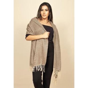Imagem de Echarpe Lenço Feminino Tipo Cashmere Escama Marrom - Único-Feminino