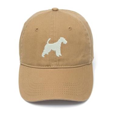 Imagem de Boné de beisebol masculino Fox Terrier bordado algodão lavado, Caqui, 7 1/8