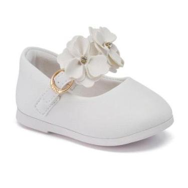 Imagem de Sapatilha Bebê Menina Batizado Branco Princesa - Klin-Feminino