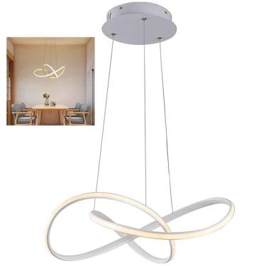 Imagem de Lustre Pendente 3000K LED Arco Infinito Perfil Luminaria Hall de Entrada Moderno Recepçao Hotel Restaurante Iluminaçao