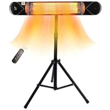 Imagem de Aquecedor Elétrico Portátil Infravermelho com Suporte Resistente e Controle Remoto, 110V 1500W, IQ HEAT, Preto