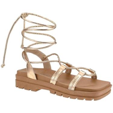 Imagem de Sandália Papete Feminina Tratorada Plataforma de Amarrar (Bronze, BR, Adulto, Numérico, 34)
