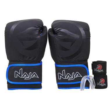 Imagem de KIT NAJA LUVA BOXE BLACK 1 PAR DE LUVAS +1 PAR DE BANDAGEM 2,8M + PROTETOR BUCAL