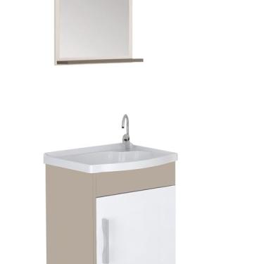 Imagem de Conjunto Gabinete de Banheiro Suspenso 39cm 1 Porta com Cuba e Espelheira Gianduia Turin Gianduia