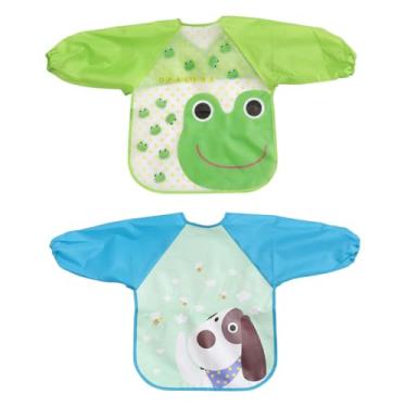 Imagem de Avental de jantar infantil, 2 peças, overol para niño, avental para refeições para crianças, coletor de comida, bebês/132