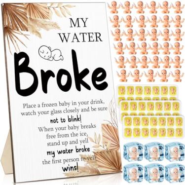 Imagem de Roowest Conjunto de 54 peças My Water Broke Game Baby Shower Jogo de Madeira Conjunto de Presente de Bebê Revelação de Gênero Decoração de Festa 50 Pequenos Bebês de Plástico Pequeno Mini Bebê 3