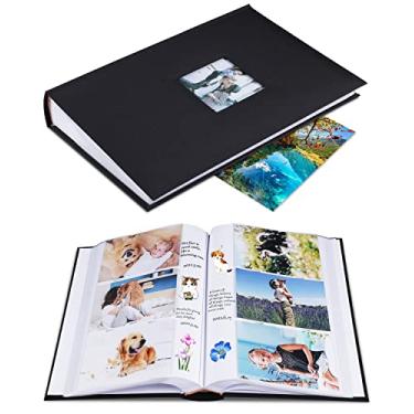 Imagem de Photo Album 4x6 Hold 402 Photos with Memo Slip-in Pockets Photo Book, Linen Cover Picture Photo Albums with Writing Space for Wedding Family Baby Vacation Mother's Day Black