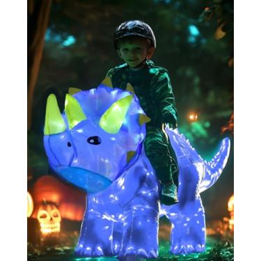 Imagem de bDDeDD Kids Inflatable Costume, Triceratops Dinosaur Halloween Cosplay Costume with LED Light for Cosplay Party Blue S