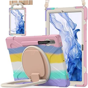 Imagem de BATYUE Capa para Samsung Galaxy Tab S10+ Plus /S9 FE+ Plus /S9+ Plus /S8+ Plus/S7+ Plus/S7 FE 5G 12,4 polegadas, capa protetora à prova de choque para tablet com alça de ombro, suporte, rosa