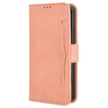 Imagem de HAO RIYLN Capa carteira para Honor Magic 6 Pro/6, capa protetora magnética de couro, porta-cartões, função de suporte fólio, proteção total, capa à prova de choque, rosa, 6