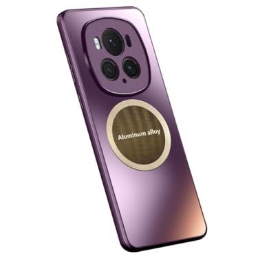 Imagem de HAO RIYLN Capa para Honor Magic 6 Pro/6, capa protetora com orifício completo para câmera integrada, fina, fosca, à prova de choque, suporta sucção magnética de veículos, roxa, 6Pro