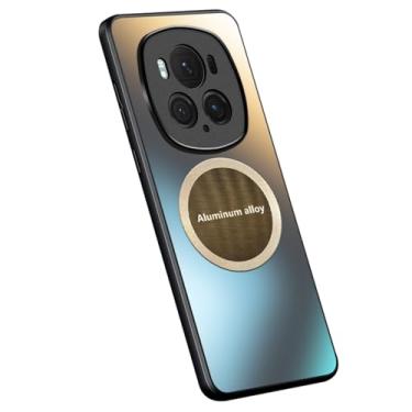 Imagem de HAO RIYLN Capa para Honor Magic 6 Pro/6, capa protetora com orifício completo para câmera integrada, fina, fosca, à prova de choque, suporta sucção magnética de veículos, preta, 6Pro