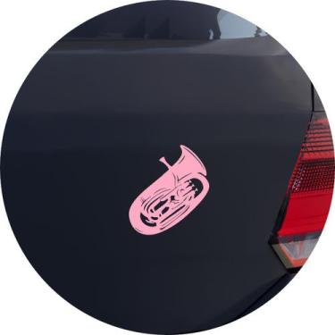 Imagem de Adesivo de Carro Instrumento Tuba - Cor Branco - Melhor Adesivo, Rosa 