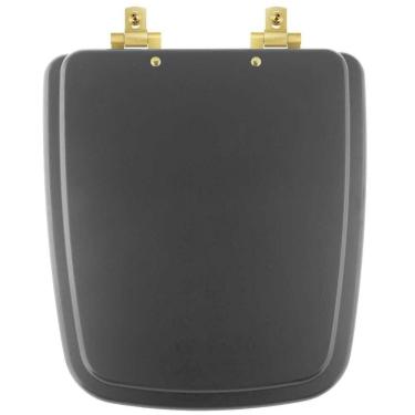 Imagem de Assento Sanitário MDF Soft Close Boss Onix (Preto Fosco) para Vaso Incepa com Ferragem Dourada