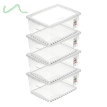 Imagem de 4 Caixa Organizadora Com Tampa Plástico Cristal Ordene 15l