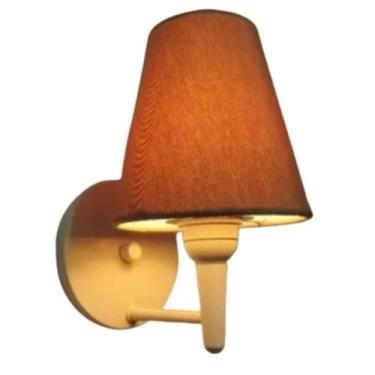 Imagem de Arandela Cone Md-2004 Base Branco Cúpula em Tecido 14/14x07cm Palha - 