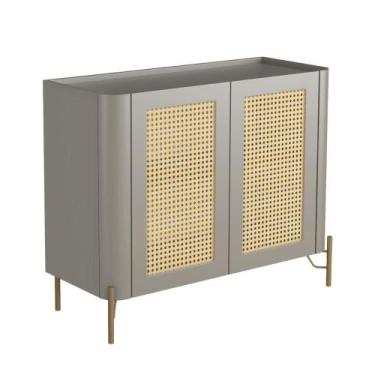 Imagem de Buffet Aparador 98,5cm Porta Sextavada 100% MDF Pés Metal - Casa Lar I