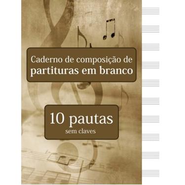 Imagem de Caderno de composição de partituras em branco - 10 pautas sem claves