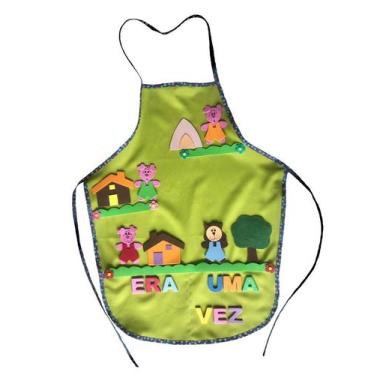 Imagem de Avental Contação De História - Criativa Educativos, VERDE/ 3 PORQUINHO