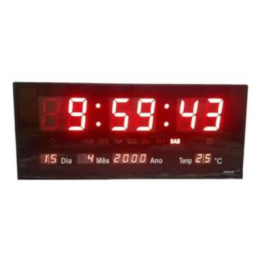 Imagem de Relogio De Parede Digital Led Grande Com Temperatura Data E Alarme Para Cozinha Escritório Academia Eletrônico Moderno Sala 36cm