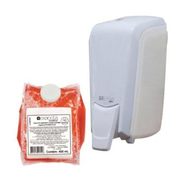 Imagem de Kit Dispenser Saboneteira Mini Espuma Branco/Cristal + Sabonete Liquid