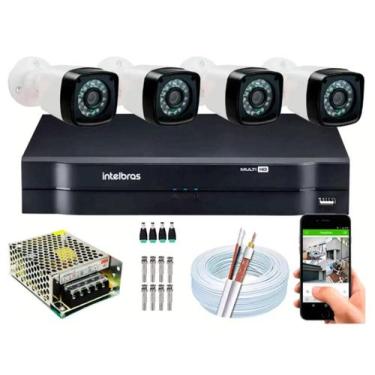 Imagem de Kit 4 Cameras Segurança 720p Full Hd Dvr Intelbras 4ch S/hd com 200 me