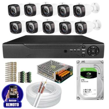 Imagem de Kit Cftv 10 Câmeras Segurança Infravermelho 20 Metros Dvr Multi Hd 16c