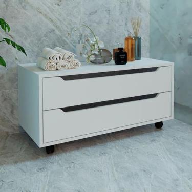 Imagem de Armário de Banheiro 2 Gavetas com Rodízio Bn3643 Branco - Tecno Mobili