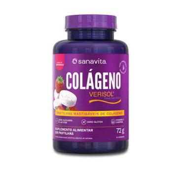 Imagem de Colágeno Mastigável Sanavita sabor Morango. 72g  15 Porções
