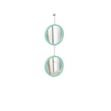 Imagem de  Espelho Decorativo Duplo Verde Alça Corrente 20 cm e 20 cm Redondo - 