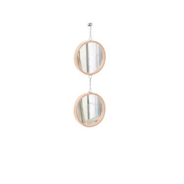 Imagem de  Espelho Decorativo Duplo Rosa Alça Corrente 20 cm 20 cm Redondo - E2G