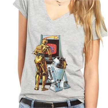 Imagem de Camiseta Star Wars C3po R2d2 Fliperama 100% Algodão Camisa - Tee Geek,