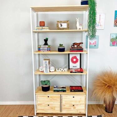 Imagem de Estante Style de Ferro e Madeira Ample 6 Prateleiras com 2 Gaveteiros 