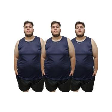 Imagem de Kit 3 Regatas DryFit Plus Size G1 ao G9 - Montano, G9, 3azuis