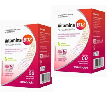Imagem de Vitamina B12 Metilcobalamina Mastigáveis Nutri 60cp Kit  com 2 - Maxin