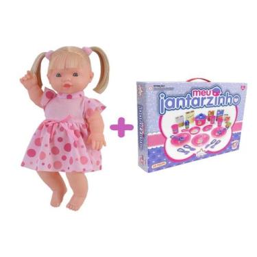 Imagem de Kit Jantarzinho Com Utensílios E Comidas + Boneca Loira - Big Star e A