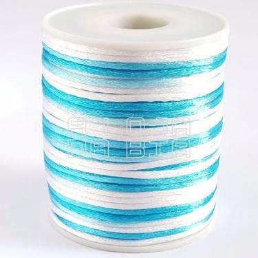 Imagem de Rabo De Rato Cordão Cetim 2mm rolo 50m Bicolor Azul - A loja da Bia