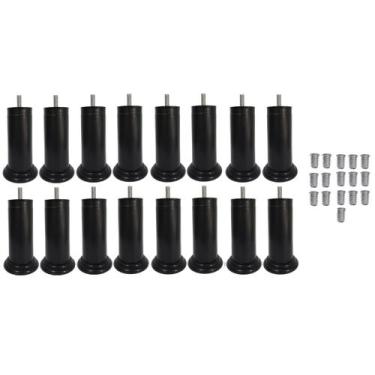 Imagem de Kits Pé Cama Box Plástico Fixo Rosca Bucha Americana - Jthome, Preto, 