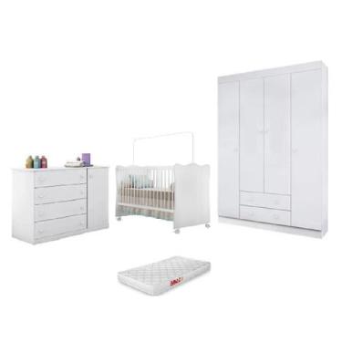 Imagem de Quarto Infantil MDP Julie Berço Mini Cama Doce Sonho c/ Colchão + Guar