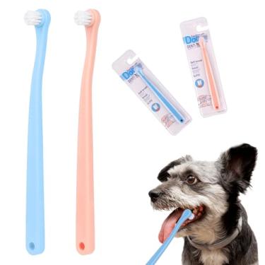 Imagem de Pacote com 2 escovas de dentes para cães, escova de dentes de gato, escova de dentes para animais de estimação, mini escova de dentes macia para cães, kit de limpeza profunda para filhotes, gatinhos,