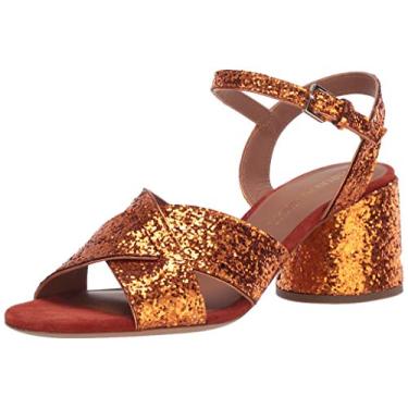 Imagem de Emporio Armani Sandália feminina de salto baixo metálico, Pêssego, 36M Medium EU (6.5 US)