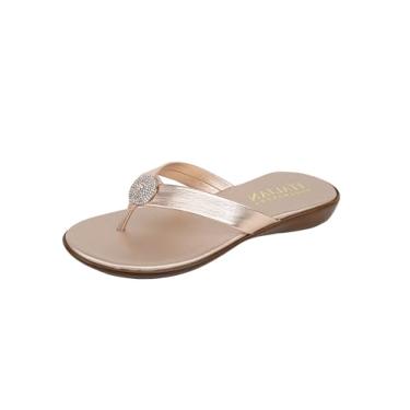 Imagem de Italian Shoemakers Chinelo feminino Gea Thong, Nude metálico, 9