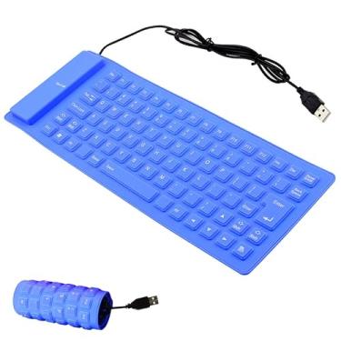Imagem de Teclado de silicone macio, teclado dobrável, silencioso, teclado portátil com fio, interface USB + PS2, conversível, impermeável e à prova de poeira, para computadores de mesa, notebooks, 85 teclas