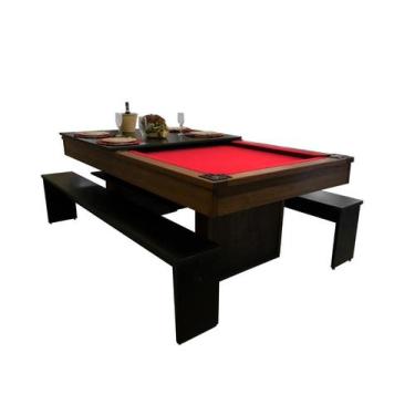 Imagem de Mesa de Sinuca e Jantar com 2 Bancos - 2,20x1,20 - Nelson Bilhares, Ve