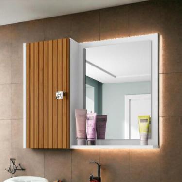 Imagem de Espelheira e Armário Gênova Branco Ripado Bechara