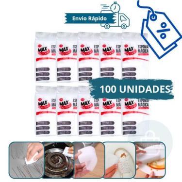 Imagem de Kit com 100 Esponjas Mágicas Multiuso de Melamina - Limpa Tudo, Tira F