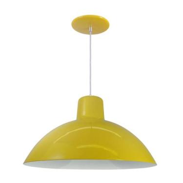 Imagem de Kit 7 Luminária Pendente Chinesa 33cm Interior Branco Brilho Com Fiaçã