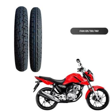 Imagem de Kit 2 Pneus Aro 18 p/ Moto Titan CG  Fan YBR Start Traseiro e Dianteir